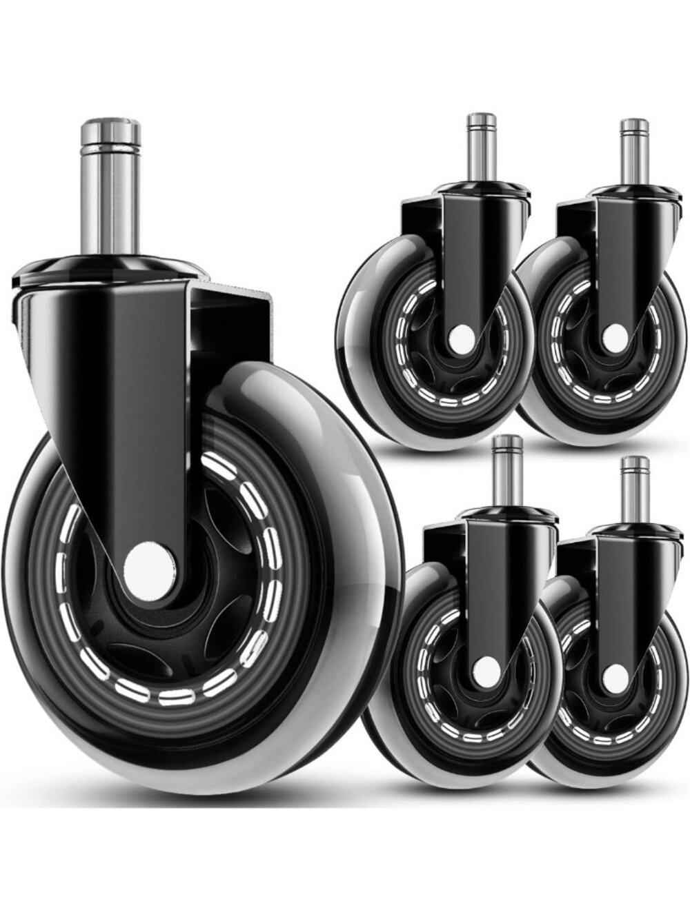 Universal 3-Inch Heavy-Duty Office Chair Replacement Wheels, Noise-Free Casters